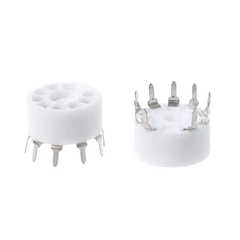 10x 9-pin Outlet Electronic Tube Ceramic Sockets Silver Plated Tube Holder