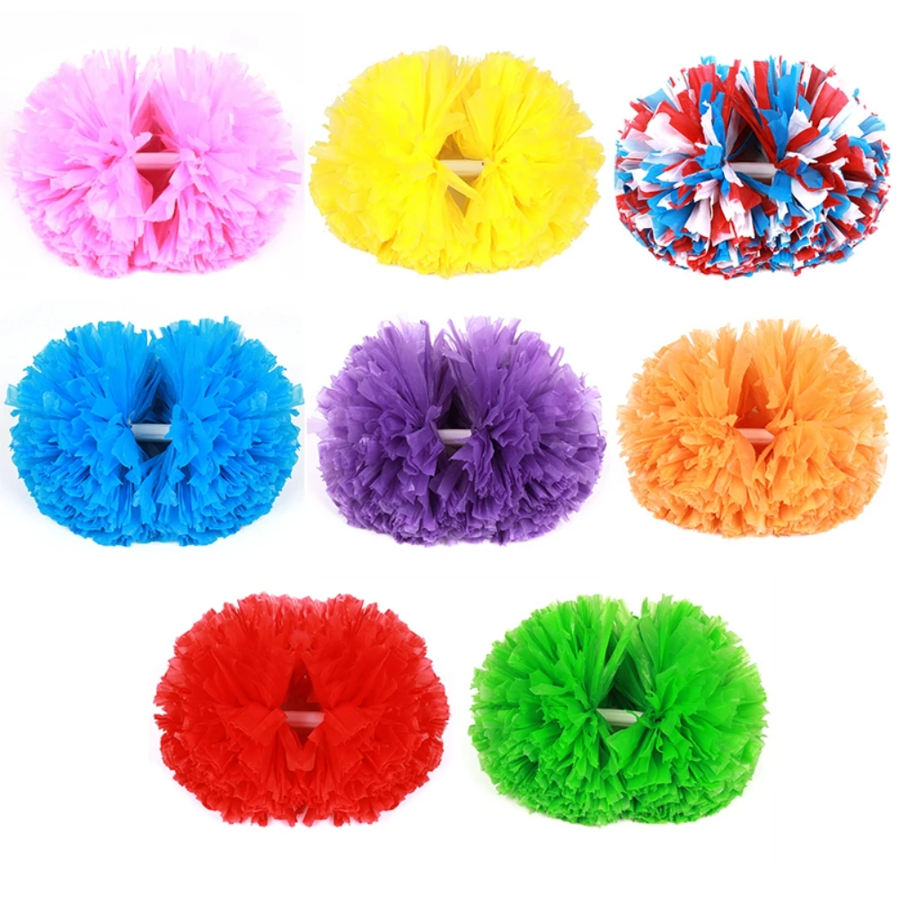 Plastic Handle Metallic Streamer Pompoms Cheerleading Cheering Pom Pom Ball Cheering Dance Decorator Club Sport Supply