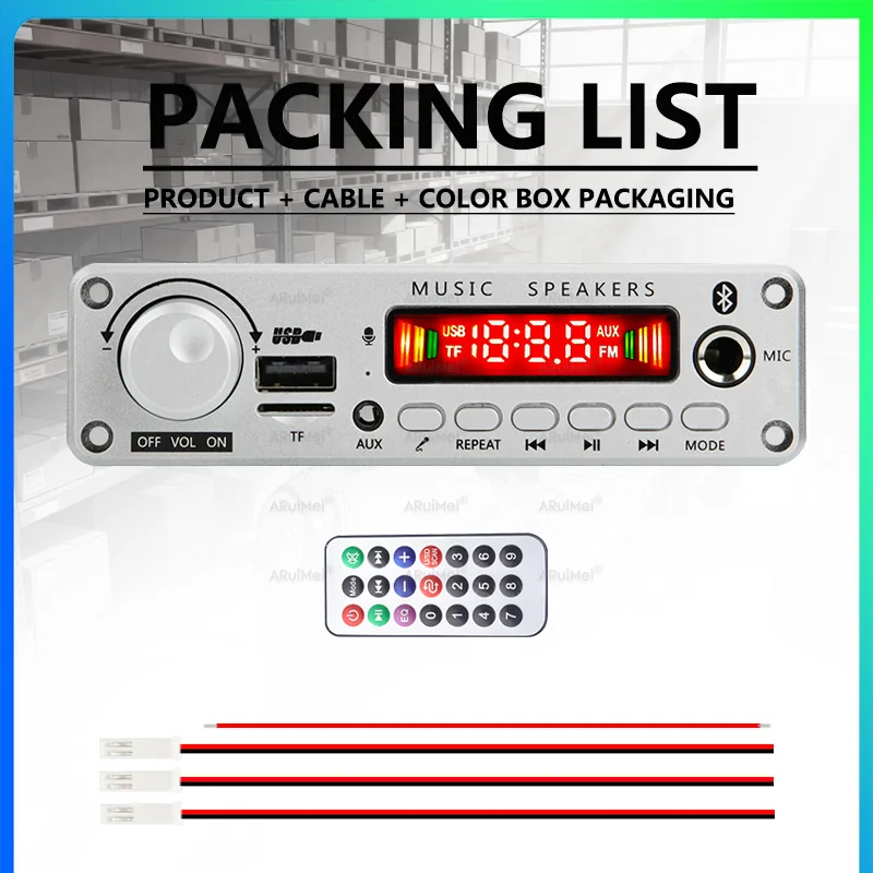2x100W Stereo Amplifier Digital Audio Receiver Home Theater AMP DC8V-26V Remote Control Included Power Cord & Cable Silver Shell image 6