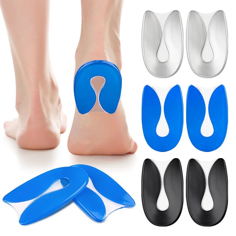 Neues U-förmiges Silikon-Fersenkissen, stoßdämpfendes halbes Kissen, Fersenschutz, Fußschmerzlinderung, Gel-Kissen
