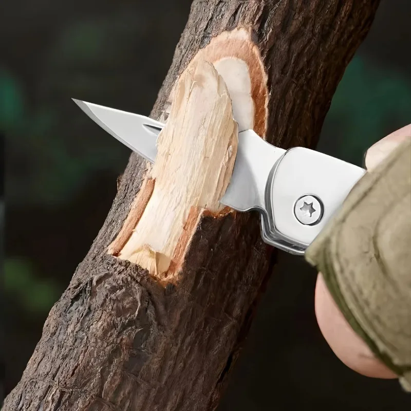 Full Steel Solid Mini Folding Knife Creative Stainless Steel Portable Keychain Unboxing Tool Compact Outdoor EDC Knife Camping