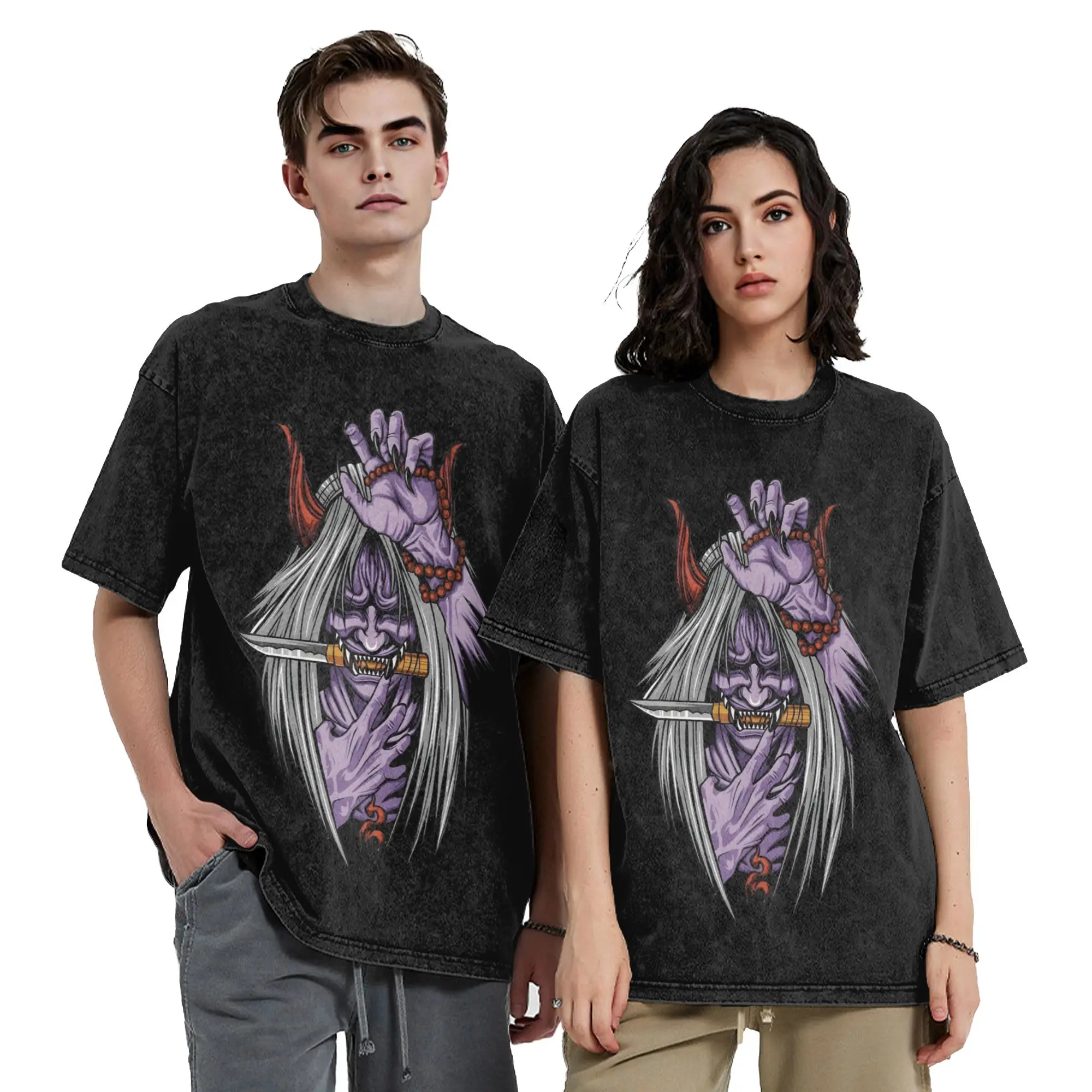 Washed T Shirt Shinigami Dead Demon Consuming Seal Narutoes Anime Hip Hop Vintage T-Shirt Streetwear Cotton Tops Tees Men Women