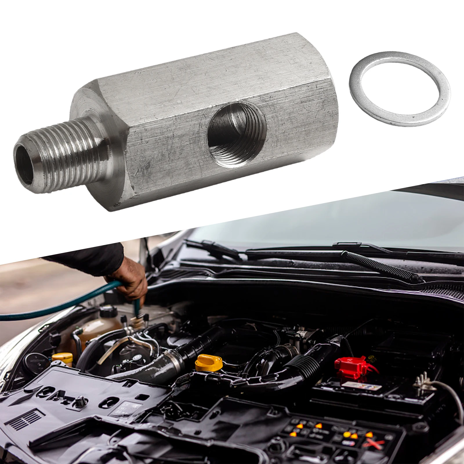 

Oil Pressure Sensor Connector Stainless-Steel Oil Pressure Sensor Tee 1/8''NPT To Adapter Fitting Turbo Supply Feed Line Gauge