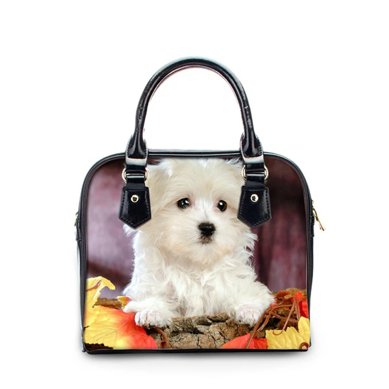 

Cute Maltese Dog 3D Printed Women Luxury Crossbody Bags Shoulder Handbag Female PU Leather Ladies Messenger Bag Bolso Mujer