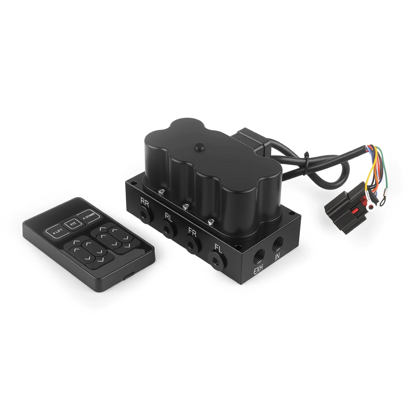 12V 200PSI Pneumatic air Suspension System Control Solenoid Manifold Valve With 9-button Handle and Remote Controller
