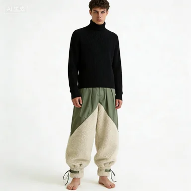 

KAPITAL Hirata Hohiro Lamb Cashmere Spliced Amekaji Work Casual Style Men's Loose Green Harlan Pants
