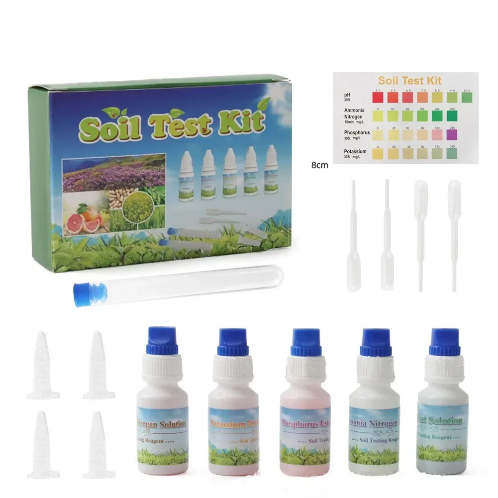 kit de teste do solo para garden farm em ph amonia nitrogenio fosforo potatina fertilidade solucao reagente medidor de acidez 10ml 01