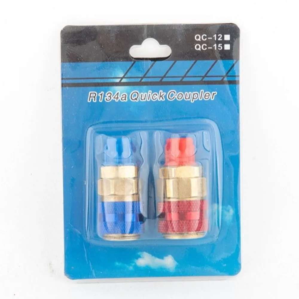 2PCS R134A Quick Coupler Connector Matching Dust Caps Red & Blue Refrigerant Adapter Corrosion Resistant Universal Hose Fittings