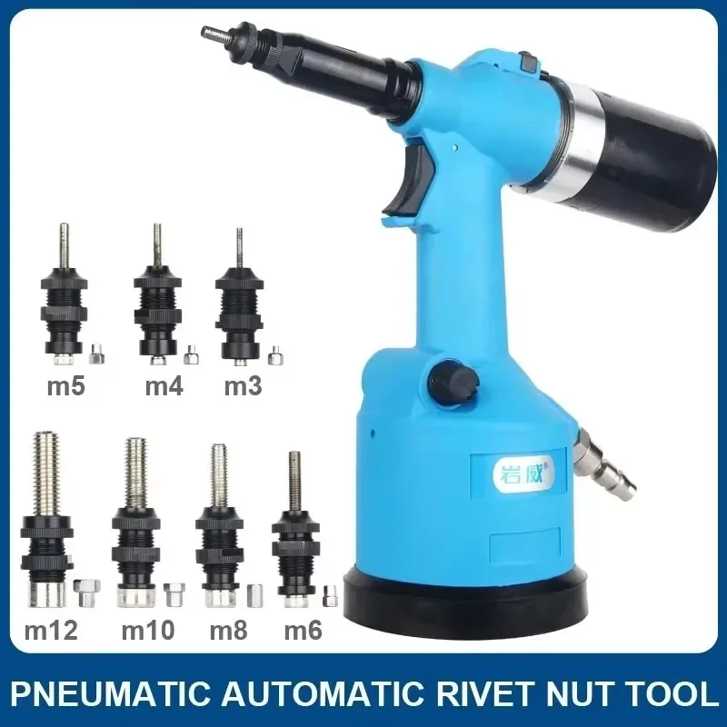 Pneumatic Air Rivet Nut Guns ISO M3 M12 Automatic Insert Threaded Pull Setter Riveting Rivnut Tool for Nuts