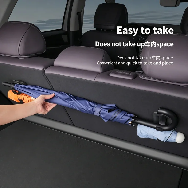 Car Trunk Umbrella Holder Hook, Back Seat Storage Bracket, Space Saving, Easy Install Organizer for Folding & Long Umbrellas