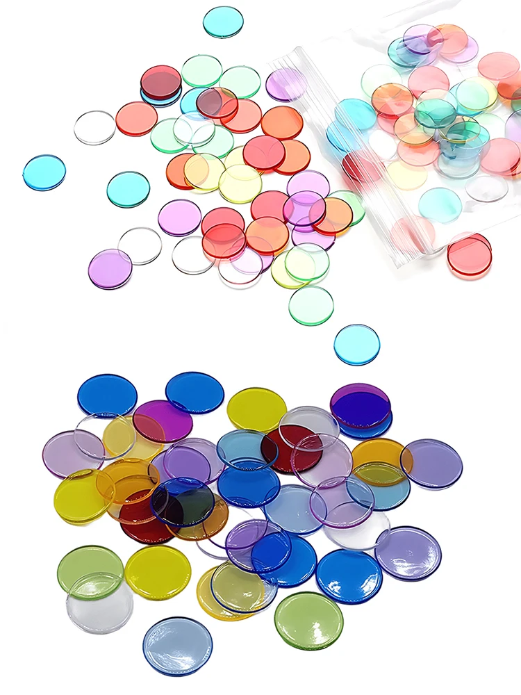Marqueurs ronds 19 mm, puces de comptage en plastique, couleurs assorties, matériel pédagogique de comptage sensoriel Montessori, accessoires de jeu de société Bingo ZYF