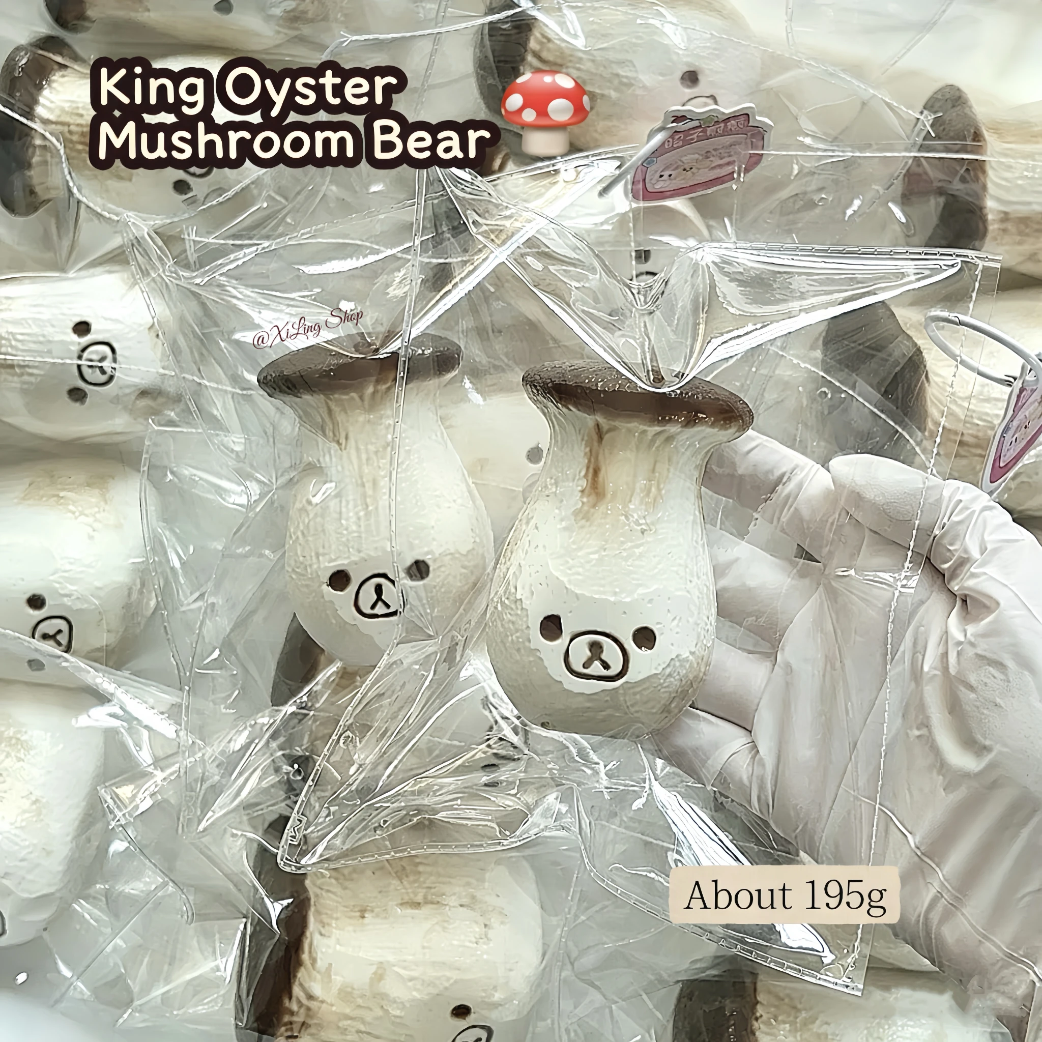 

1Pc handmade Squishy with BUTTER texture - King Oyster Mushroom bear shaped to relieve stress - Food grade silicone