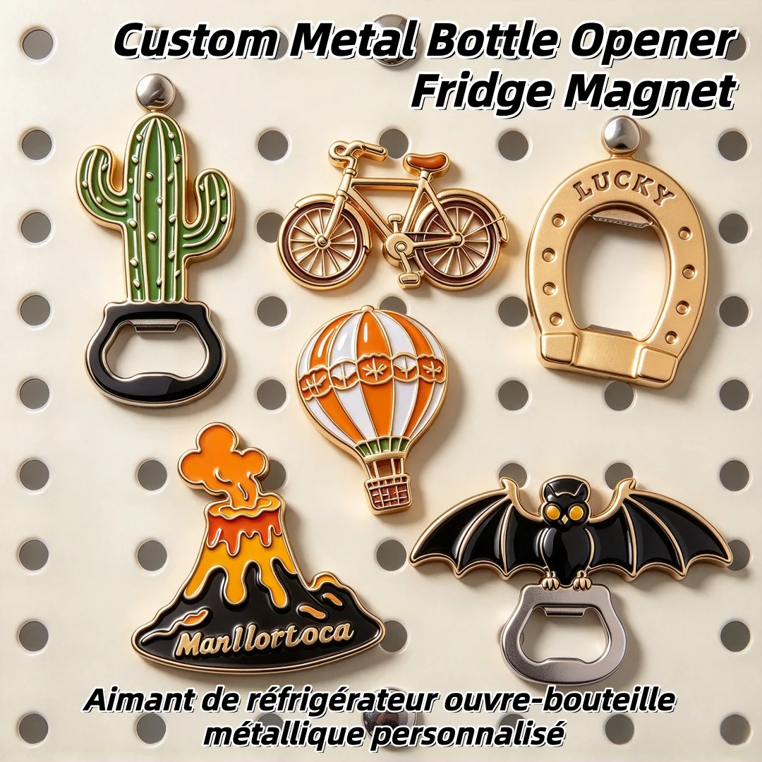 Custom Metal Fridge Magnets Personalized Design Stainless Steel Zinc Alloy Beer Bottle Opener Metal Custom Souvenir Magnets