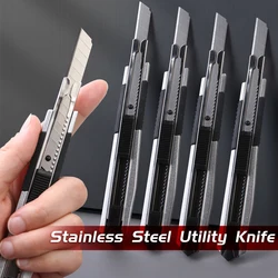 1pc/3/5pcs Stainless Steel Retractable Utility Knife 9mm,for Unboxing,Cutting Paper ,Handicraft Carving for Crafters,Artist