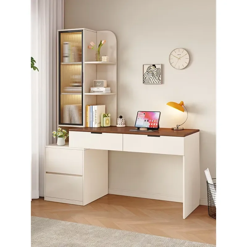 Modern Corner Computer Desk with Storage Drawers Adjustable Height Gaming Workstation for Small Apartment Home Office