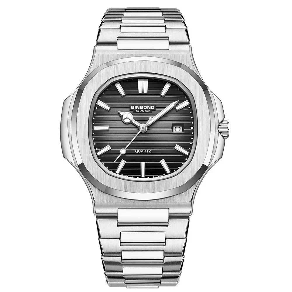 BINBOND New High Quality Swiss Square Wrist Watches For Man Dress Fashion Quartz Wristwatches Mens Automatic Watches Men Gifts
