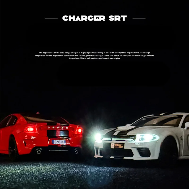 1:32 DODGE Charger SRT HellcatโลหะผสมกีฬารถDiecastกล้ามเนื้อยานพาหนะรถจําลองเสียงและแสงของเล่นเด็กของขวัญ