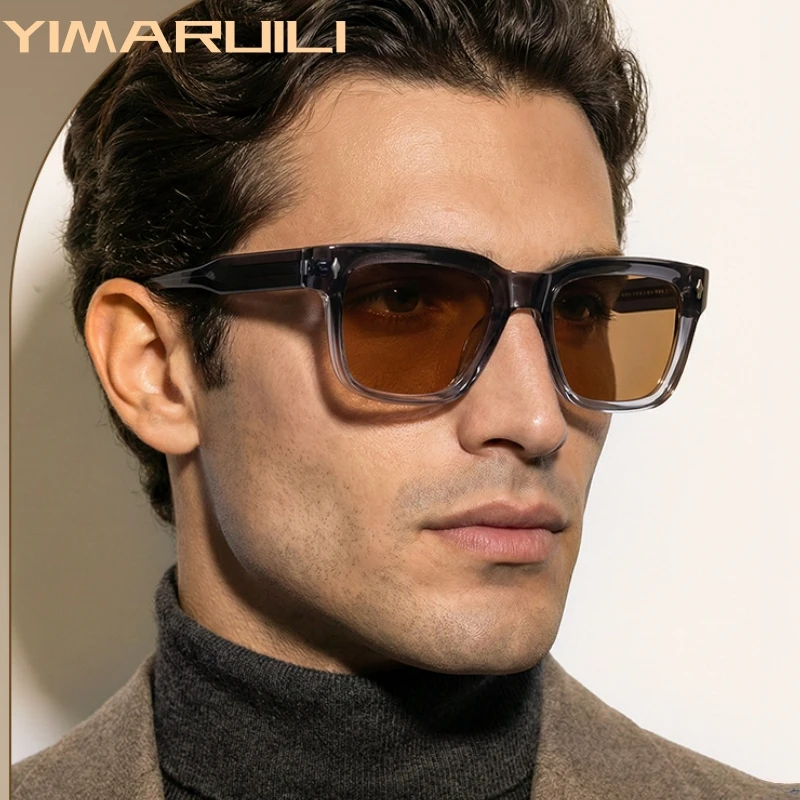 

YIMARUILI New Retro Square Polarized Men and Women Sunglasses Fashion Trend Big Size Driving Travel UV Protective Glasses S31246
