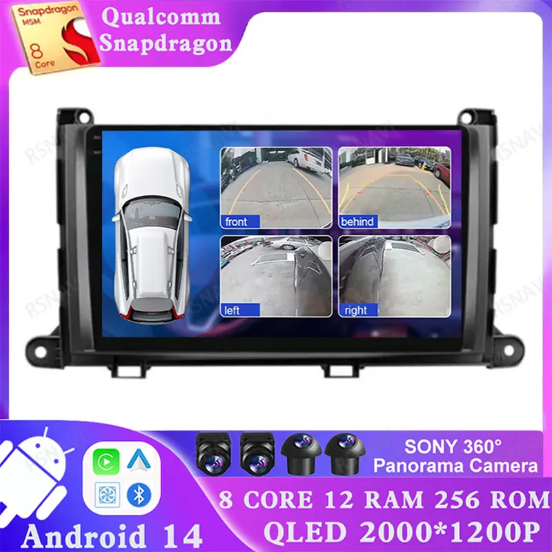 

Android 14 для Toyota Sienna 2009, 2010, 2011, 2012, 2013, 2014, Viedo плеер, GPS, мультимедийная навигация, 2 DIN, BT, 5G, Wi-Fi, стерео, DVD