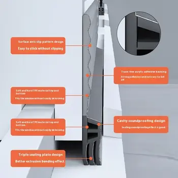 1 ks TPE trojitý těsnicí pásek proti chladu na okna 2/4M, větruodolný, prachotěsný, redukce hluku, samolepicí těsnicí pásek na dveře 10 nejlepší prodej Větrná zábrana na okno - №6