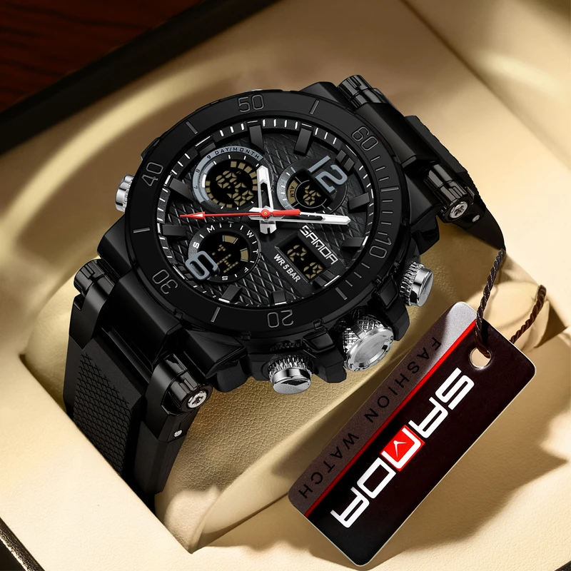 

SANDA модные новые мужские спортивные часы водонепроницаемые многофункциональные наручные часы светящийся календарь 12/24-часовой секундомер