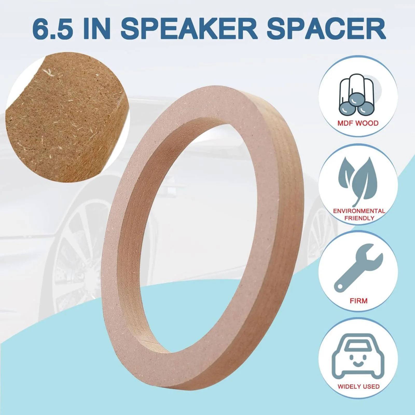 Wooden Speaker Spacer Rings, 4 Pcs 6.5