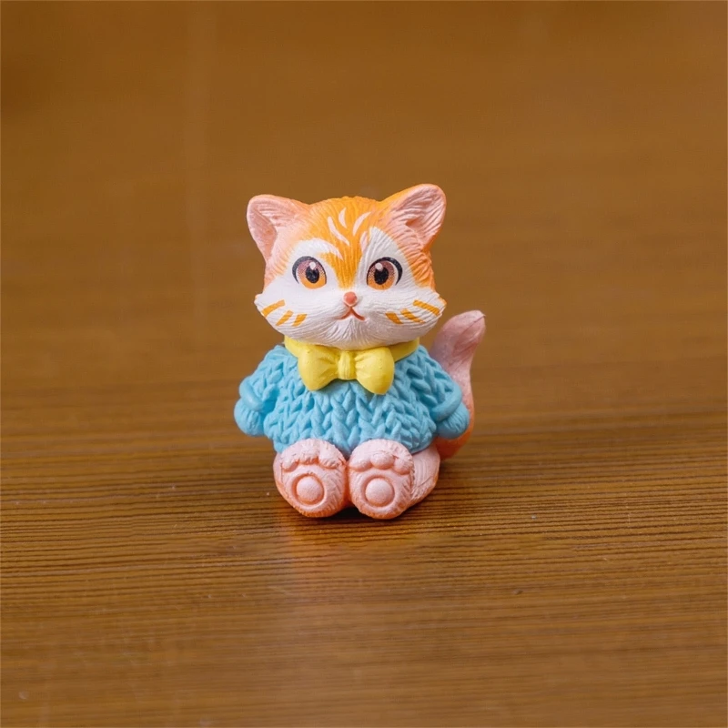 Enchanting Small Animal Decors Ornaments 3Pcs Cartoon Cats Dog Pig Collection Miniature Figurines for Garden Landscape