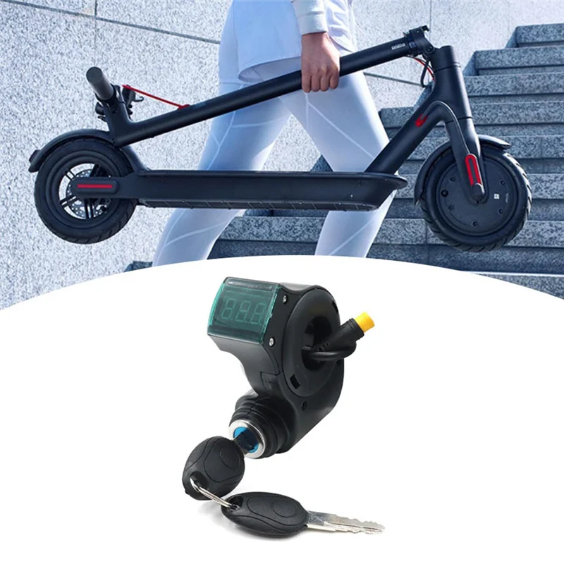 E-Bike Lgnition Lock Chiave Pollice Acceleratore Voltmetro Display digitale della tensione Interruttore 3Pin per KUGOO M4 XiaoMi M365 Universale