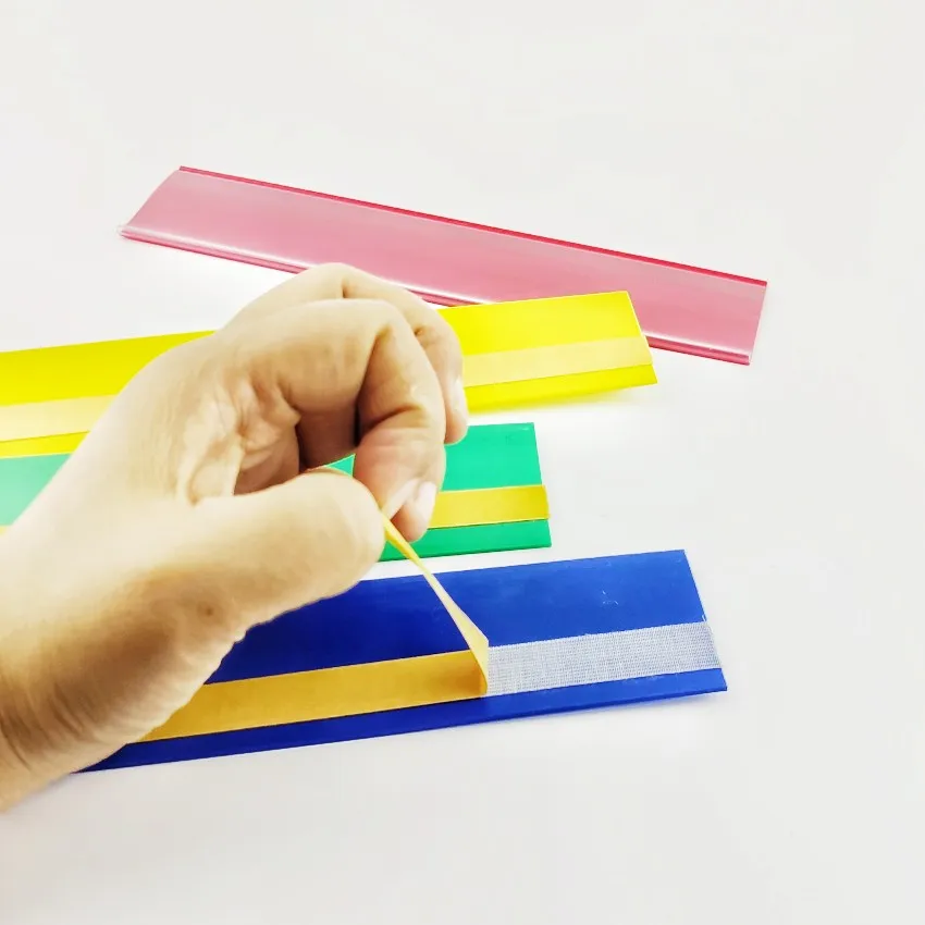 H4cm plástico pvc prateleira de dados tiras clipe titular mercadoria preço talker sinal etiqueta exibição fita adesiva volta 100 pçs