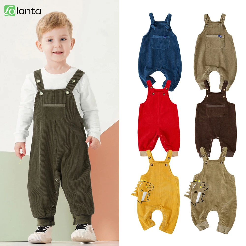 LOlanta Baby Boys Corduroy Overalls Kids Bib Pants Suspender Trousers Toddler Strap Jumpsuit Bottom Outfit