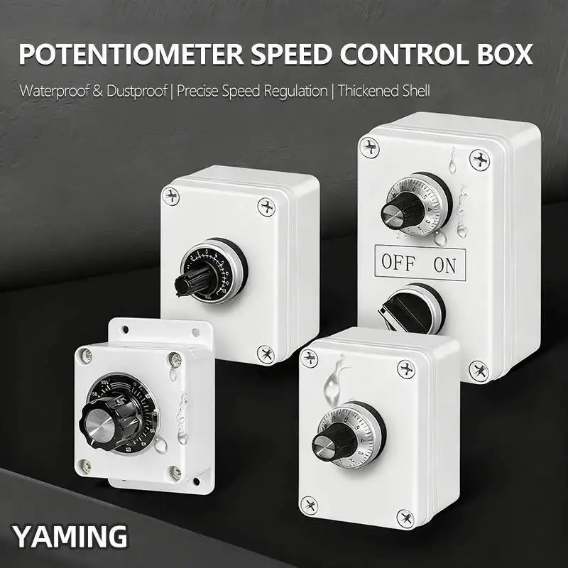 Potentiometer Knob Switch 4.7 10k 500k Waterproof Frequency Converter Speed Control Box Power Control