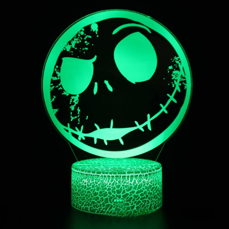 L'Étrange Noël de Monsieur Jack Lampe LED 3D, Anime Jack Skellington, Veilleuse pour Enfants, Chambre à Coucher, Lampe de Table de oral et, Décorations pour la Maison, Cadeau