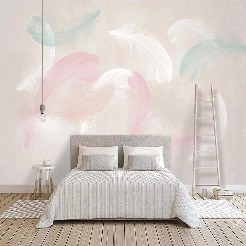 Customized Photo WallPaper Nordic Feather Small Fresh Dreamy Mural Living room TV background wall bedroom restaurant wall fabric