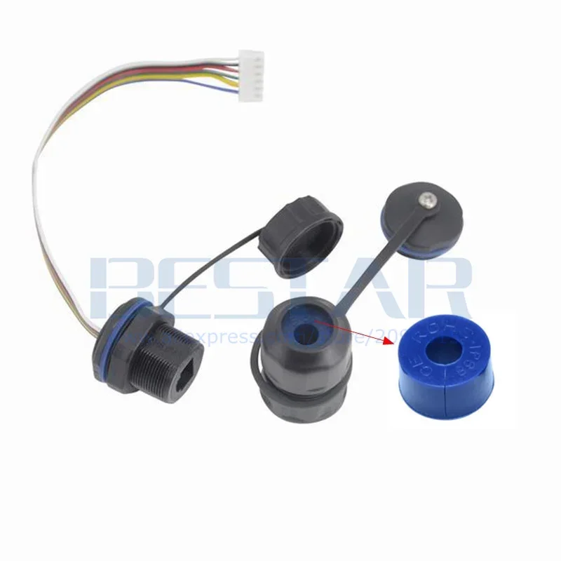 RJ11 XHP 2.54 موصل مقاوم للمياه RJ 11 M20 6P6C كابل تمديد خط الهاتف مستقيم من خلال موسع الرأس مع 1 2 غطاء