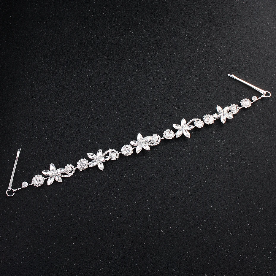 Bridal Wedding Hair Accessories Crystal Flower Pearl Headband for Women Hair Jewelry Party Bride Headpiece Bridesmaid Gift image 3
