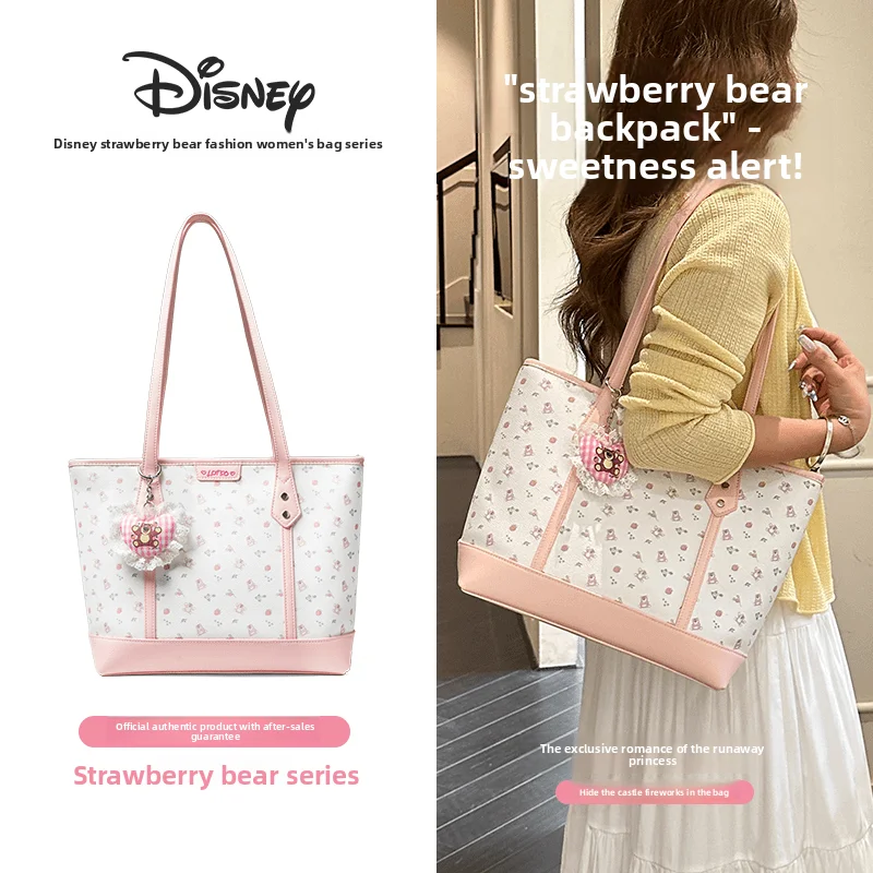 

Disney Strawberry Bear Authentic Limited Edition Tote Bag Large Capacity Commuter Handheld One Shoulder Big Bag for Women