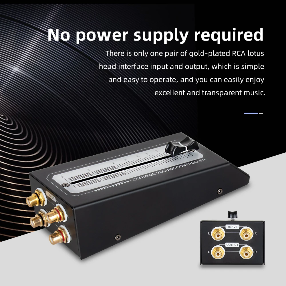 Low Noise Volume Controller Device Passive Preamp Active Speaker without External Power Supply and Lossless Output RCA Interface