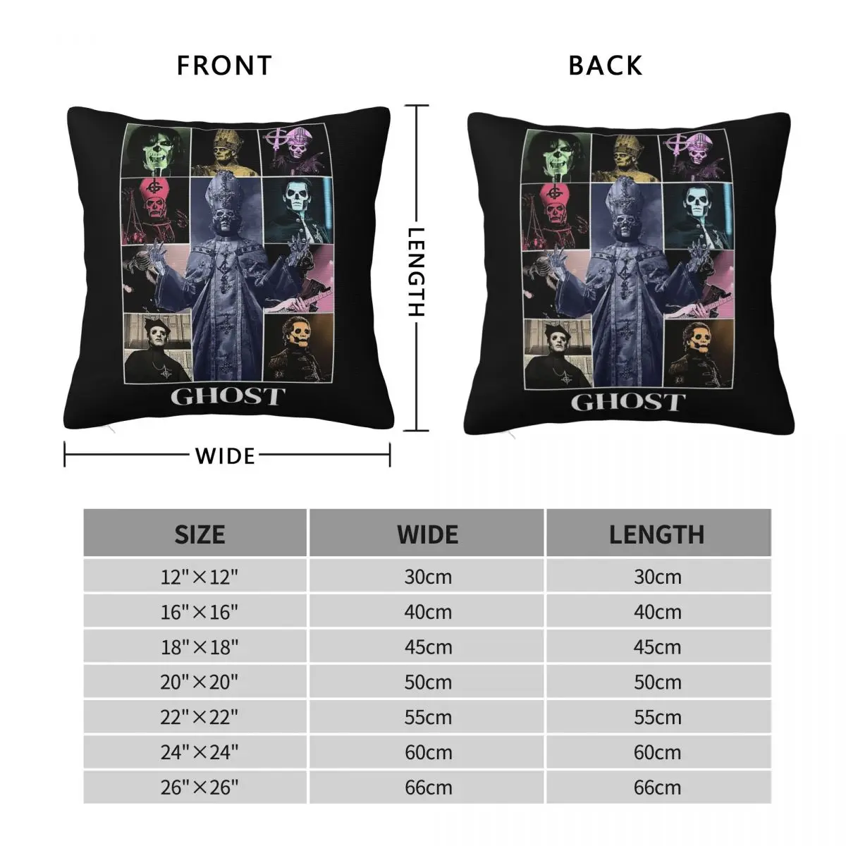 Papa V Perpetua Ghost Band Square Pillowcase Polyester Linen Velvet Creative Zip Decor Pillow Case Bed Cushion Cover
