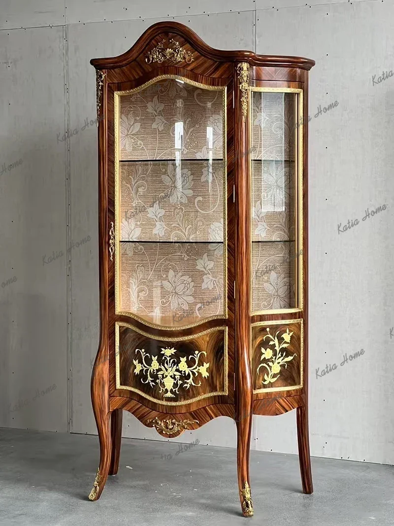 PG European solid wood hand-carved wine cabinet partition classical villa living room multi-functional luxury