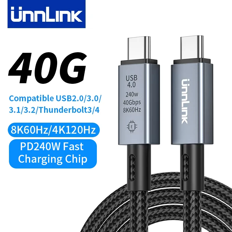 مُوصى به بشدة: كابل فيديو USB 4 بسرعة 40 جيجابت/ثانية مع منفذ ثوندرbolt 4/3 لدعم 8K وشحن 240 واط
