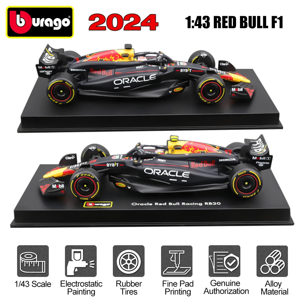 Bburago New 2024 1:43 Red Bull Ferrari F1 #1 #11  Alloy Miniature Racing Model Toys