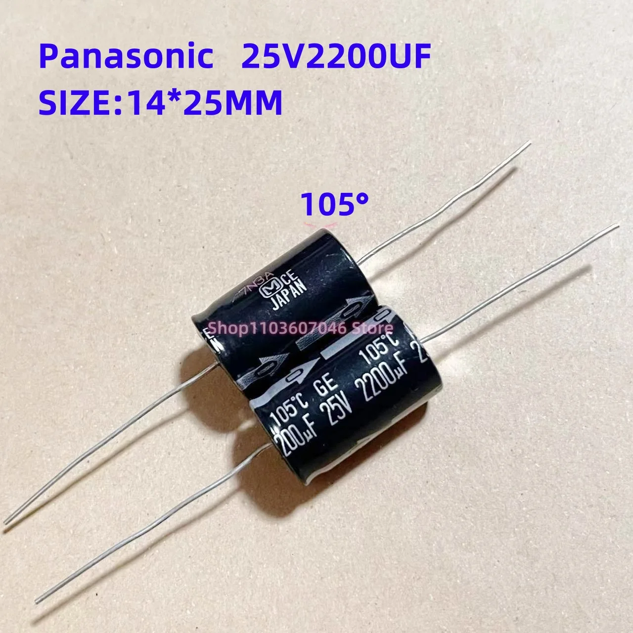 

5pcs 25V2200UF axial electrolytic capacitor Japan Panasonic 2200UF 25V 105 degrees