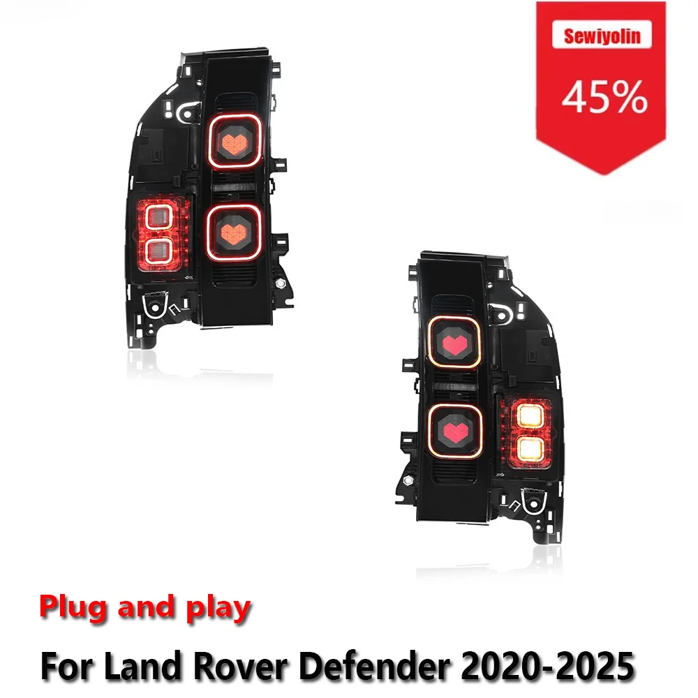 

Sewiyolin автомобильные светодиодные задние фонари, аксессуары для Land Rover Defender 2020-2025 DRL, стоп-сигнал, указатель поворота, Plug and Play