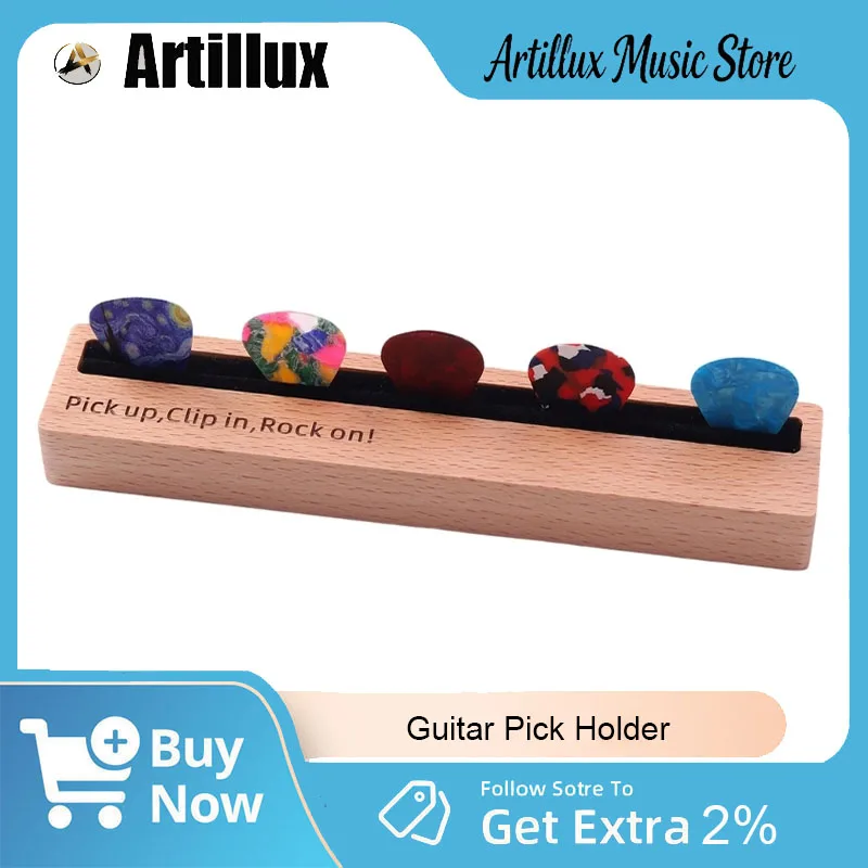 

Artillux Wood Guitar Pick Holder without Picks Brand New Non Slip Easy to Use Guitar Pick Organizer for Guitar Lover Accessories