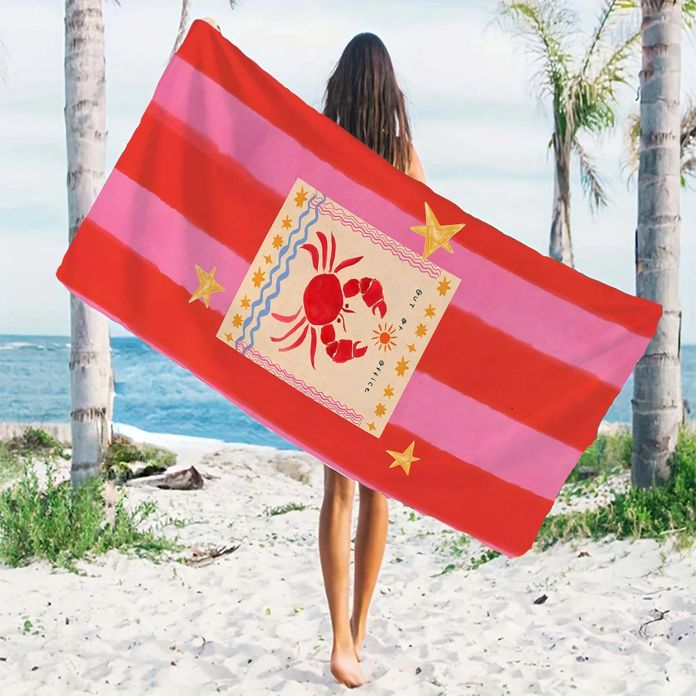 Unisex Quick Dry Microfiber Beach Towel Cartoon out of Office Crab Design for Swimming Surfing Camping - Holiday Bath Towel view 4