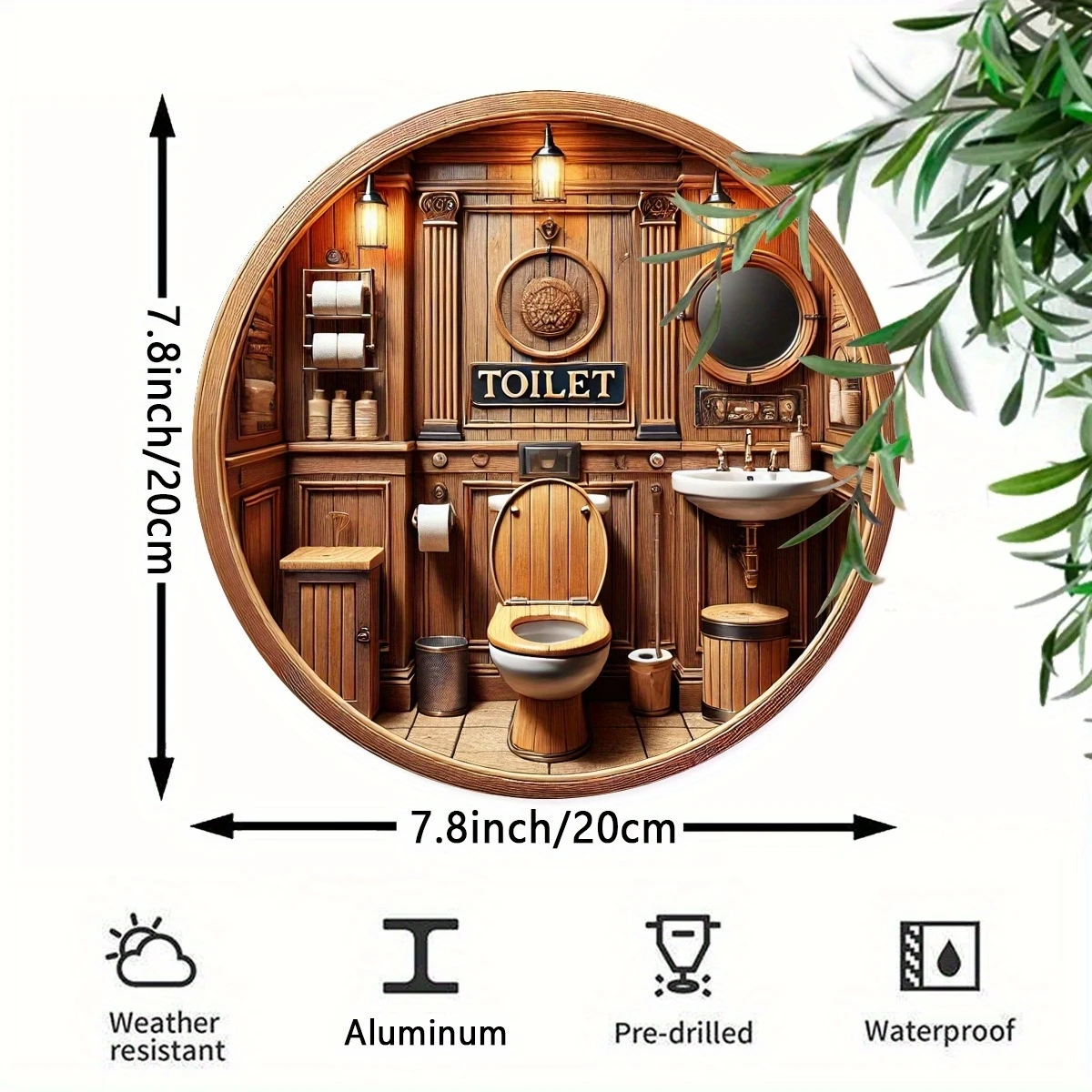 لوحة لافتة مرحاض خشبية مستديرة 8 بوصة ثنائية الأبعاد لمطعم بار مقهى فنية لتزيين الحائط للحفلات العائلية والمهرجانات #6