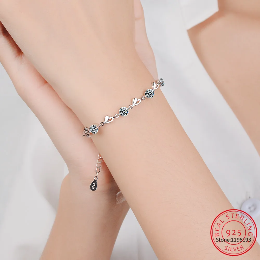 

Blue Topaz Bracelets Female Real 925 Sterling Silver Pink Sapphire Gemstone Heart Bracelet for Student Girl Birthday Gift