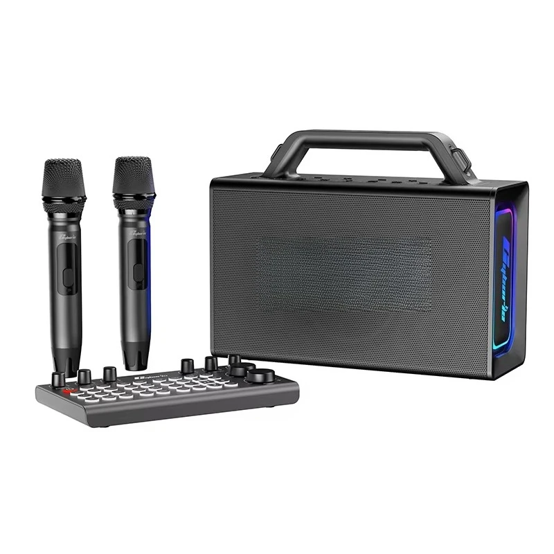 X21 Professional 200W Portable Karaoke Machine with Sound Mixer, 2 UHF Microphones, and Dynamic RGB Light Show