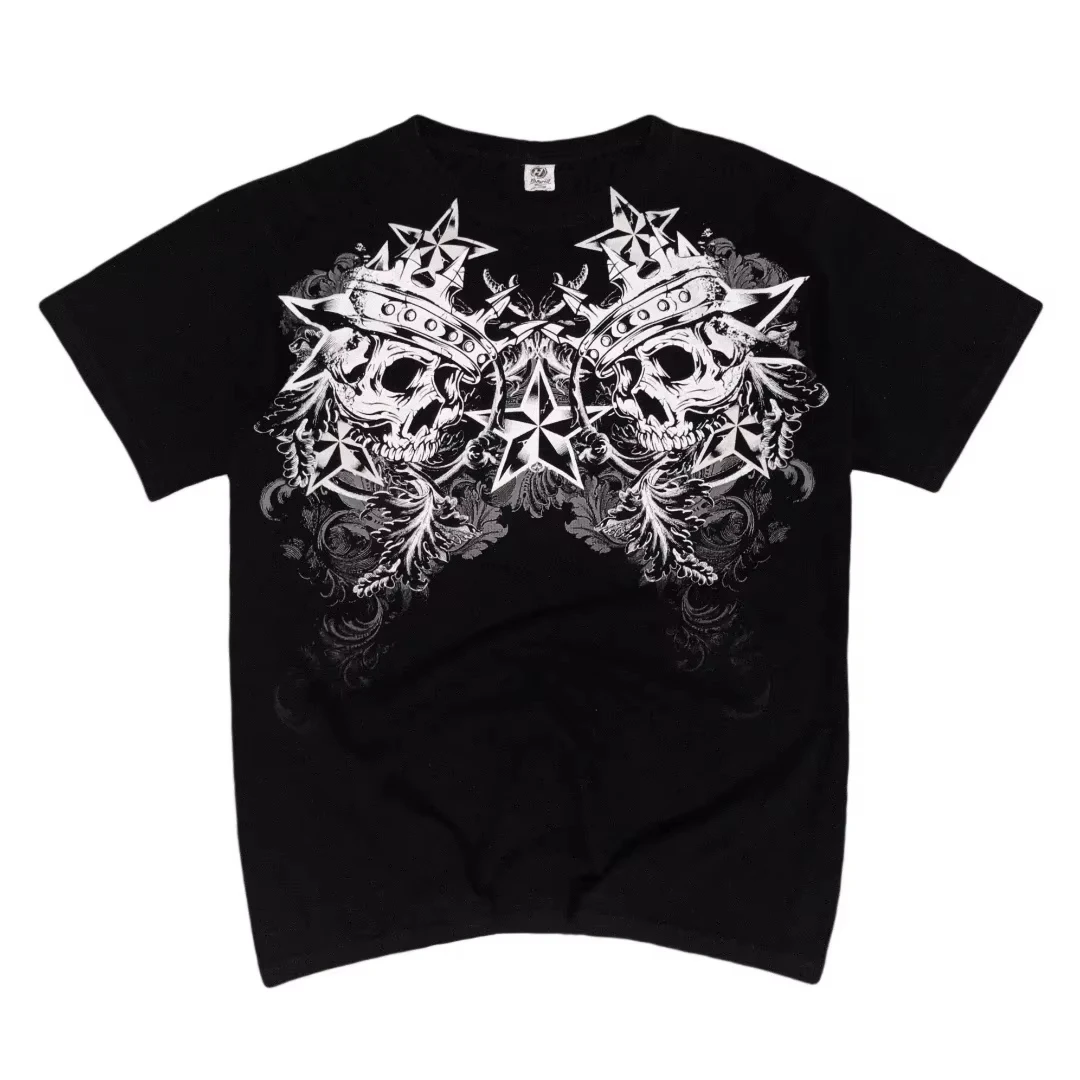 Flea Market Affliction Graphic T-Shirt Men Y2K Vintage Gothic Oversized Short Sleeve Streetwear Casual Tops,Baggy Fit