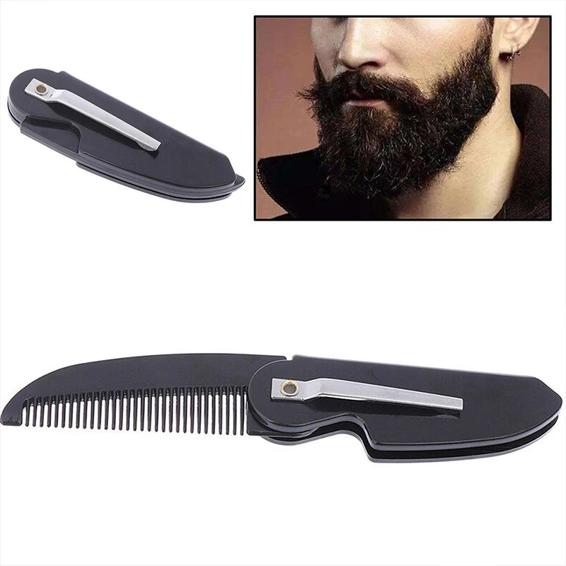 1PC Man Woman Folding Portable Pocket Clip Beard Moustache Convenient Hair Moustache Styling Beard Comb Detangling Comb Brush